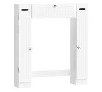 Homcom mueble sobre inodoro, armario sobre inodoro, mueble de baño con 2 armarios laterales, cajón abatible, portapapeles, estantes ajustables, para lavanderías, espacios pequeños, 88x18x98 cm, blanco