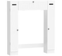 HOMCOM Mueble sobre Inodoro con 2 Armarios Cajón Abatible Portapapeles y Estantes Ajustables 88x18x98 cm Blanco