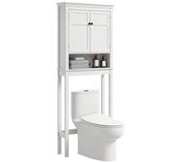 HOMCOM Mueble sobre Inodoro con 2 Puertas Compartimiento y Estante Ajustable Mueble para Baño 70x20x175 cm Blanco BLANCO