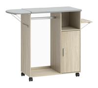 HOMCOM Mueble Tabla de Planchar con Superficie de Apoyo Efecto Lino, 3 Estantes a Cubo y Guía, 127x42.5x99 cm, Multicolor Aosom España