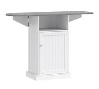 HOMCOM Mueble Tabla de Planchar Plegable con Ruedas con Estante Abierto y Armario, 121x37x89 cm, Blanco y Gris