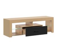 HOMCOM Mueble TV 140 cm Mueble para Televisor de hasta 165,1 cm con Estantes de Vidrio Regulables Cajón y Compartimentos Abiertos Roble Aosom España
