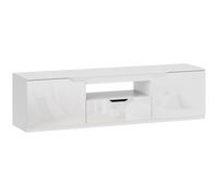 HOMCOM Mueble TV Alto Brillo para Televisores hasta 65'' 3 Compartimentos Cajón 160x38x43 cm Blanco Aosom España