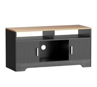 HOMCOM Mueble TV banco TV de madera con 2 nichos 2 armarios con puerta 1 armario abierto 105 x 40 x 52 cm efecto madera negra Aosom España