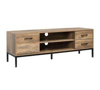 HOMCOM Mueble TV Banco TV para televisores hasta 50 pulgadas con armario 2 cajones y estante - 2 pasacables - 132x39x45,5 cm Marrón Aosom España