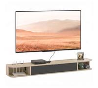 HOMCOM Mueble TV de Pared 140cm para TV de 60", Madera Natural & Negro