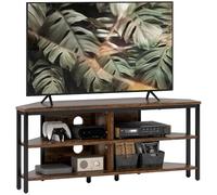 HOMCOM Mueble TV Esquina Orificios Cables hasta 50" marrón rústico | Estantes de almacenamiento, sala de estar, dormitorio