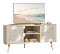 HOMCOM Mueble TV esquinero 115 cm para TV hasta 65", Roble