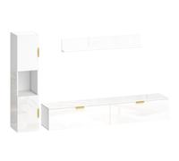 HOMCOM Mueble TV flotante con puertas abatibles, centro de entretenimiento, estantería y armario, 180 cm, Blanco alto brillo