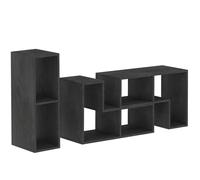 HOMCOM Mueble TV máx. 190.5 cm modulable con 2 estantes en L y estante rectangular, en madera, 134-180x30.5x44 cm, Negro Aosom España
