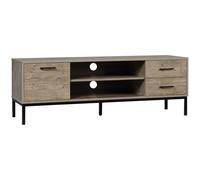 HOMCOM Mueble TV mesa de TV hasta 50 pulgadas con armario 2 cajones y 2 nichos - 2 pasacables - 132x39x45,5 cm Gris Negro Aosom España
