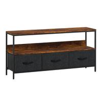 HOMCOM Mueble TV, mueble para televisor de hasta 140 cm con 3 cajones y patas de acero 120 x 29 x 56 cm marrón rústico Aosom España