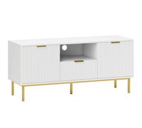 HOMCOM Mueble TV, mueble para televisores de hasta 101,6 cm con 2 puertas de cierre suave, cajón y compartimento abierto, 120x39x54cm, blanco Aosom España