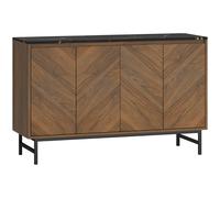 HOMCOM Mueble TV, mueble televisor con 4 puertas, tablero efecto mármol, estantes ajustables, 120x39x76 cm, nogal