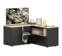 HOMCOM Mueble TV rinconera Banco TV hasta 40" con almacenaje en roble y negro