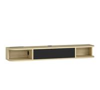 HOMCOM Mueble TV suspendido 120 cm, para televisores hasta 127 cm, cajón abatible 2 estantes 120x24x16cm negro Aosom España