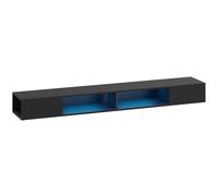 HOMCOM Mueble TV suspendido 180 cm con iluminación LED RGB, mueble para TV con estantes abiertos, 177,8 x 30 x 18 cm, negro