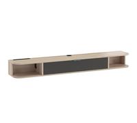 HOMCOM Mueble TV Suspendido Mueble para Televisor de hasta 152,4 cm Cajón Abatible 2 Estantes 140x24x16 cm Madera Natural Aosom España