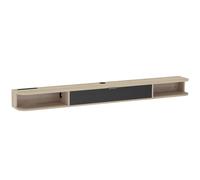 HOMCOM Mueble TV Suspendido Mueble para Televisor hasta 190,5 cm Cajón Abatible 2 Estantes 180x24x16 cm Madera Natural Aosom España