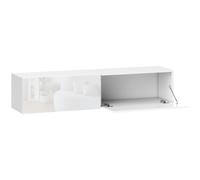 HOMCOM Mueble TV suspendido para televisor hasta 45 55 65 pulgadas con 2 armarios de puertas, 140x33x29,8 cm, blanco