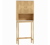 HOMCOM Mueble WC sobre el inodoro mueble de baño almacenamiento con armario de doble puerta estantes 66 x 25 x 168 cm, roble