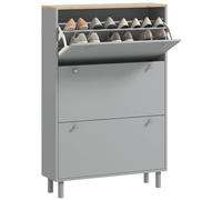 HOMCOM Mueble Zapatero 24 Pares, Mueble Zapatero Estrecho, Mueble recibidor con 3 cajones abatibles y estantes Regulables, para Pasillo y recibidor, 80x23,5x121cm, Gris