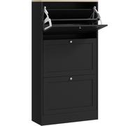 HOMCOM Zapatero Estrecho con 3 Puertas Abatibles Zapatero Entrada Recibidor con Estantes Ajustables para 18 Pares de Zapatos para Pasillo Espacios Reducidos 60x23,5x115 cm Negro