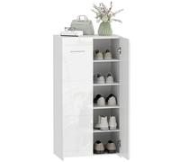 HOMCOM Mueble Zapatero, Armario para Zapatos Moderno con Estantes Ajustables, para 10 Pares de Zapatos, Zapatero para Pasillo, Recibidor, 55x36x108 cm, Blanco Brillo Blanco Brillante 55x36x108 cm