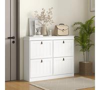 HOMCOM Mueble Zapatero Blanco con 4 Puertas Abatibles 105x24x82,5 cm White 105x24x82.5 cm