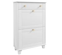 HOMCOM Mueble Zapatero Blanco Zapatero Estrecho con 2 Puertas Abatibles y 1 Cajón para 8 Pares de Zapatos 60x23,5x98,5 cm BLANCO 60x23.5x98.5 cm