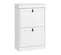 HOMCOM Mueble Zapatero Blanco Zapatero Estrecho con 2 Puertas Abatibles y Estantes Ajustables para 10 Pares de Zapatos para Recibidor Pasillo 54x24x82,5 cm