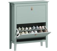 HOMCOM Mueble Zapatero con 2 cajones Plegables para 14 Pares de Zapatos, Mueble de Entrada con estantes Ajustables y extraíbles para Zapatos hasta la Talla EU44, 80x24x95.5cm, Verde