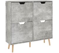 HOMCOM Mueble Zapatero con 4 Cajones Abatibles a 2 Niveles para 16 Pares, en Madera, 95x26x95 cm, Gris
