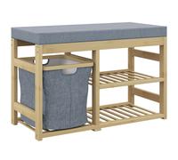 HOMCOM Mueble Zapatero con Asiento Cesta Extraíble y Estantes Abiertos para 4 Pares de Zapatos 69x30x45 cm Natural