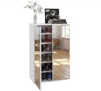 HOMCOM Mueble Zapatero con Espejo Armario Zapatero 60x32x95 cm Blanco | 18 Pares de Zapatos, 5 Estantes Ajustables, para Recibidor