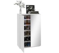 HOMCOM Mueble Zapatero con Espejo Armario Zapatero 60x32x95 cm Blanco