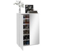 HOMCOM Mueble Zapatero con Espejo Armario Zapatero para 18 de Zapatos con 5 Estantes Ajustables para Recibidor 60x32x95 cm