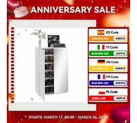 HOMCOM Mueble Zapatero con Espejo para 18 Pares de Zapatos 5 Estantes Ajustables para Recibidor 60x32x95 cm Blanco Aosom España