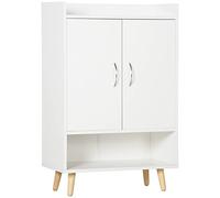 HOMCOM Mueble Zapatero de 2 Puertas Moderno Armario Auxiliar para 12 Pares de Zapatos con 4 Estantes para Recibidor Salón Dormitorio 60x30x92 cm Blanco