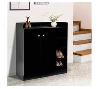 HOMCOM Mueble Zapatero de 2 Puertas Zapatero Estrecho con Estantes Ajustables para 12 Pares de Zapatos para Pasillo Entrada 83x30x90 cm Negro
