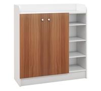HOMCOM Mueble Zapatero de 2 Puertas Zapatero Estrecho con Estantes Ajustables para 12 Pares de Zapatos para Pasillo Entrada 83x30x90 cm Natural