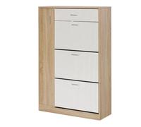 HOMCOM Mueble Zapatero de 3 Puertas para 18-27 Pares de Zapatos Zapatero Moderno con Cajón y Puerta para Salón Entrada Dormitorio 84x30x132 cm Natural