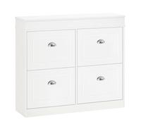 HOMCOM Mueble Zapatero de 4 Puertas Zapatero Estrecho 98x24x83 cm Blanco