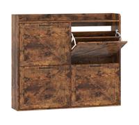 HOMCOM Mueble Zapatero de 4 Puertas Zapatero Estrecho con Estantes Ajustables Estilo Industrial para 24 Pares de Zapatos hasta Talla 46 para Recibidor Entrada 120x24x103 cm Marrón Rústico