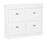 HOMCOM Mueble Zapatero de 4 Puertas con Estantes y Extraíbles Capacidad de 16 Pares para Pasillo Entrada Recibidor 98x24x83 cm Blanco|Aosom.es