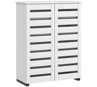 HOMCOM Mueble Zapatero de 5 Niveles con 4 Baldas Regulables y Puertas de Lamas, en Madera, 76x33Px98 cm, Blanco Aosom España