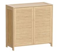 HOMCOM Mueble Zapatero de Bambú, Armario para Zapatos con Puertas de Persiana, Estantes Ajustables, para 14 Pares de Zapatos, Zapatero para Pasillo Recibidor, 80x35x80 cm, Natural