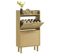 HOMCOM Mueble Zapatero de Recibidor con 2 Cajones Abatibles 80x24,5x110 cm Roble