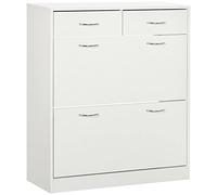 HOMCOM Mueble Zapatero Estrecho 2 Cajones Abatibles 80x30x91,5 cm Blanco