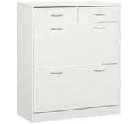 HOMCOM Mueble Zapatero Estrecho 2 Cajones Abatibles 80x30x91,5 cm Blanco | Zapatero Entrada Recibidor, 2 Cajones Extraíbles, Estantes Ajustables, para 12-14 Pares de Zapatos, Pasillo, Espacio Pequeño